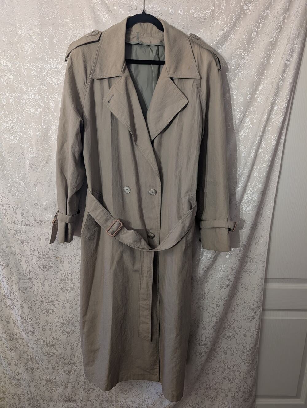 Vintage 70s 80s London Fog Tan Khaki Trench Coat Plus Size 18 Reg No Liner